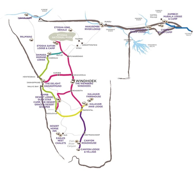 Go2 Traveller Transfers map with routes 